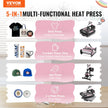 VEVOR 8 in 1 Heat Press Machine 15x15 in 30oz Tumbler Press T-Shirts Black