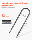 VEVOR 10-Inch 12 Pack Rebar Stakes Heavy Duty U Shape Galvanized Ground Anchors