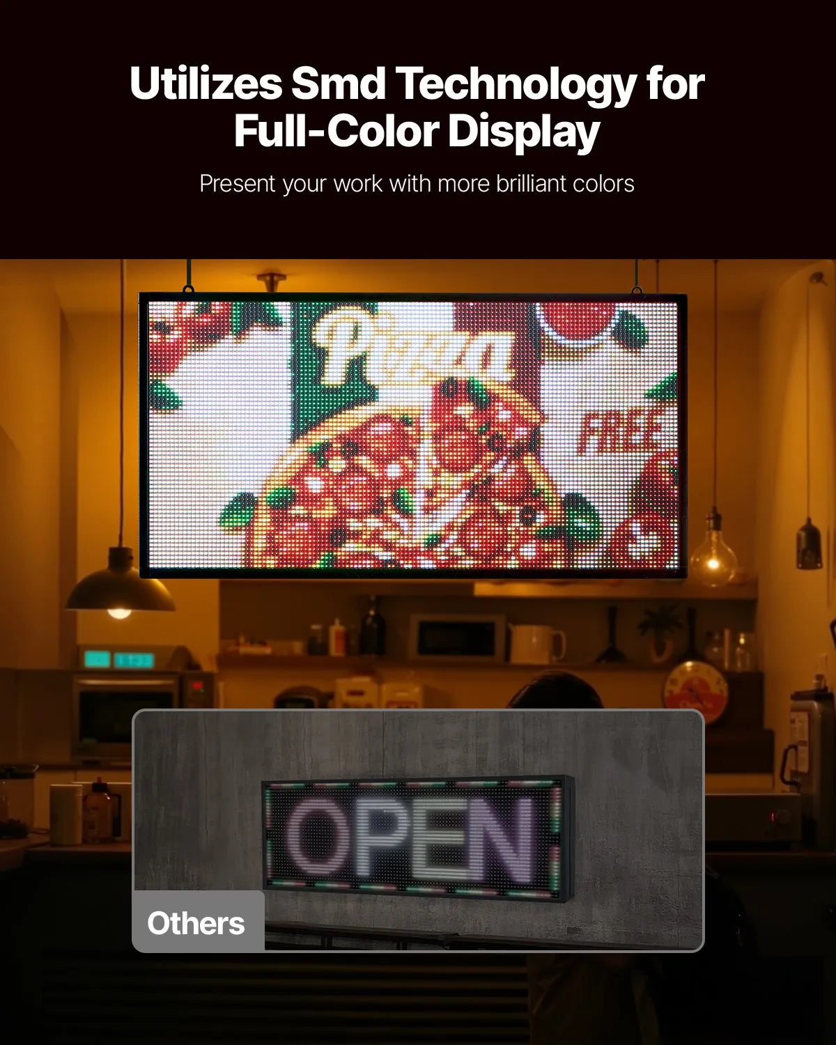 VEVOR 27x14in Programmable LED Sign Digital Scrolling Display Board P5 Fullcolor