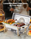 VEVOR 4 Qt 2 Pack Rectangle Chafing Dish Buffet Set Halfsize Pan Stainless Steel