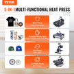 VEVOR 5 in 1 Heat Press Machine 15x15 in 30oz Tumbler Press T-Shirts Black+Blue