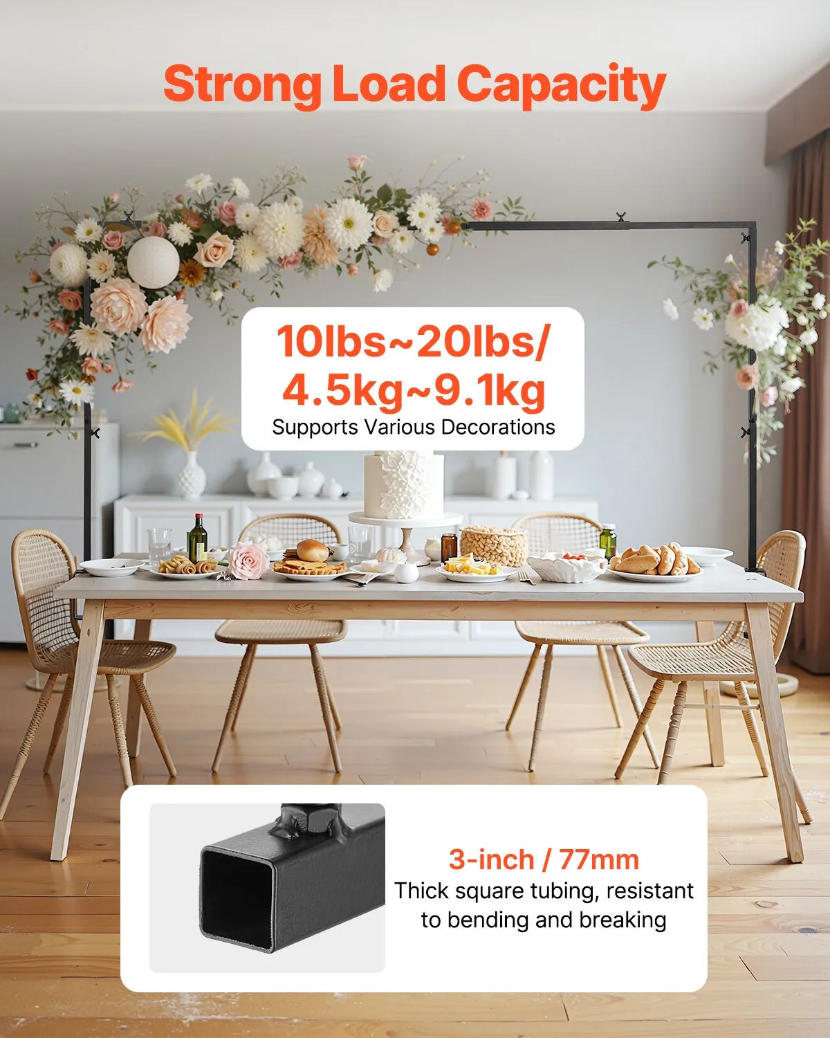 VEVOR Over The Table Rod Stand Arch Frame 28-98 in Length Adjustable Clamp Decor