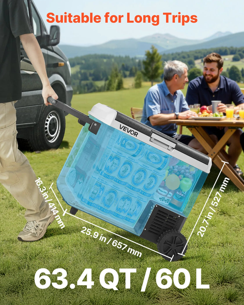 VEVOR 12V Car Refrigerator Portable Freezer 63.4QT Electric Cooler for Camping