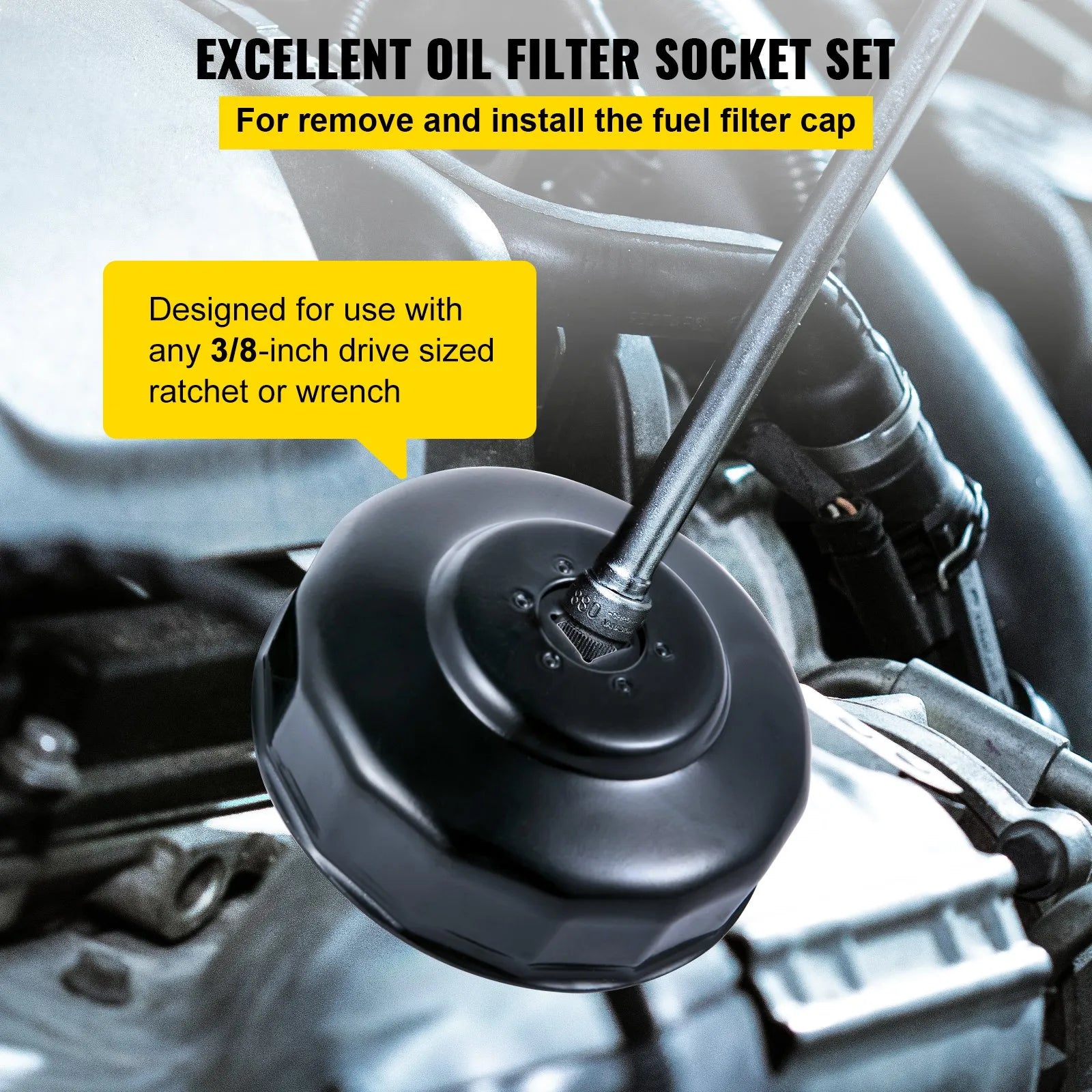 VEVOR Oil Filter Socket Set Cup Socket Tool Set 7 PCS Oil Filter Cap Wrench
