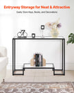 VEVOR 2-Tier Glass Console Table Rectangle Sofa Side Table with Anti-Tip Black