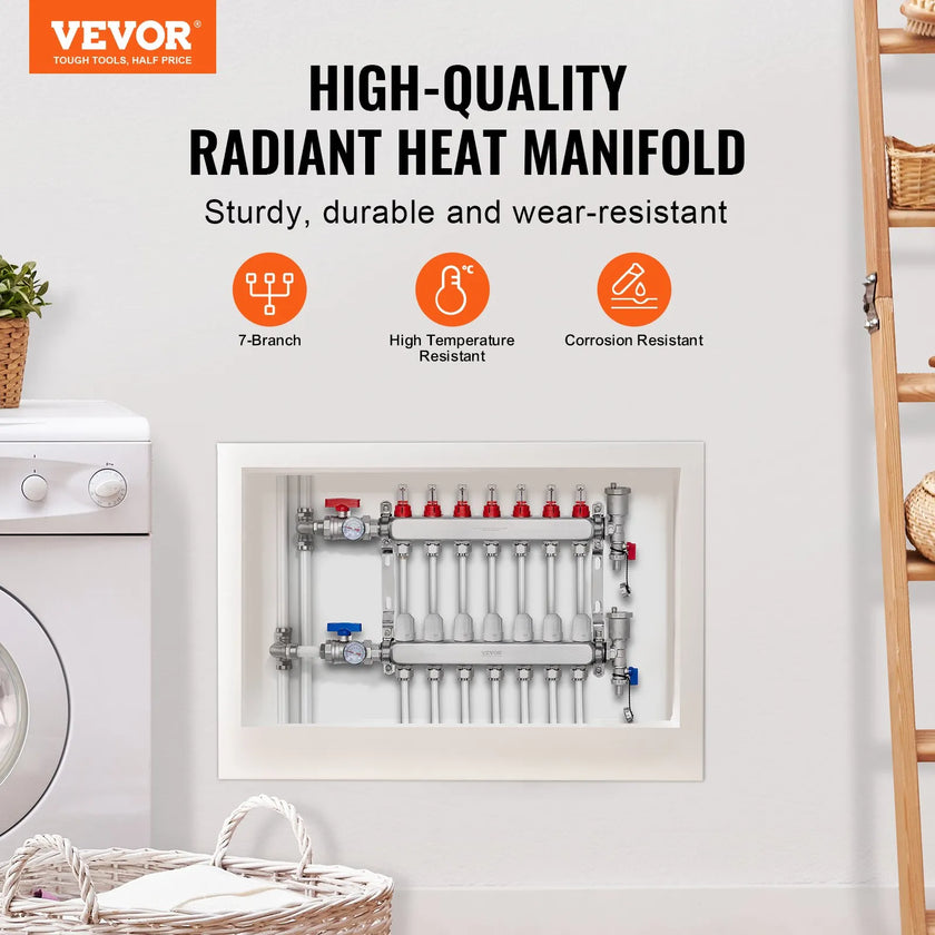 VEVOR 7-Branch Radiant Heat Manifold 1/2