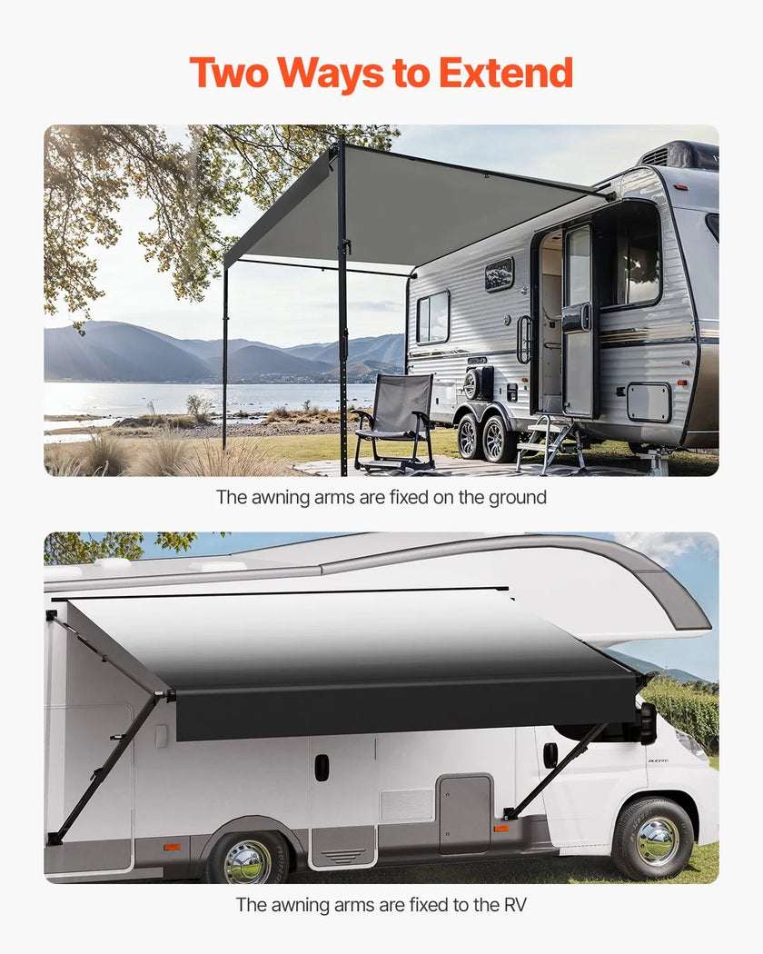 VEVOR 18' RV Replacement Awning Manual Trailer Awning for Most DC12V RVs