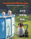 VEVOR 13 in Sand Filter Pump for Above Ground Swimming Pools 3/4 HP 3500 GPH