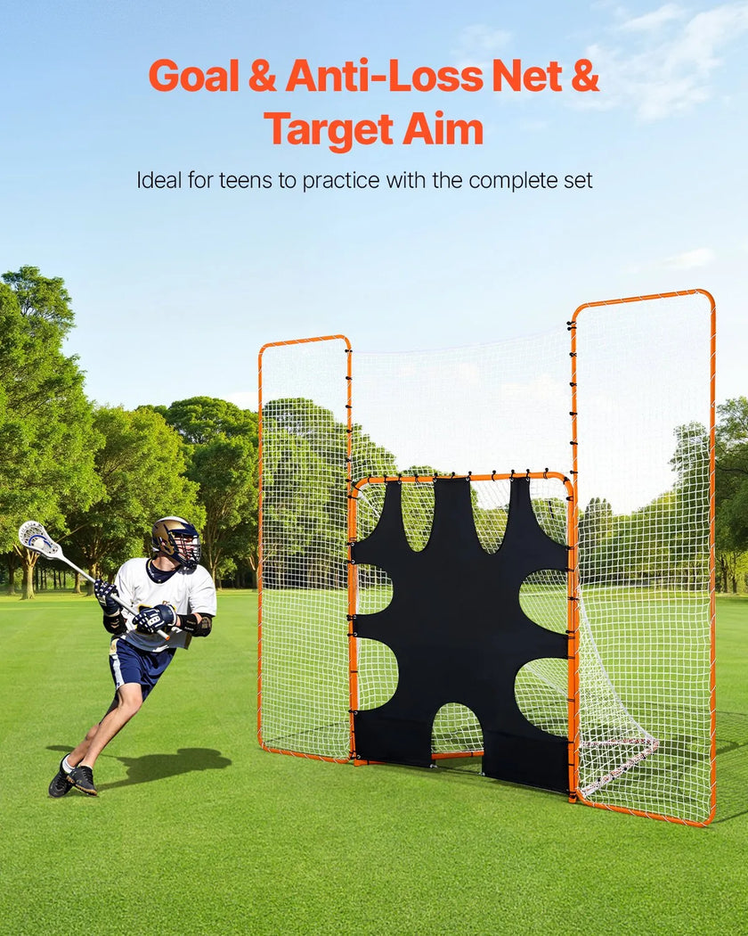 VEVOR 12x9 ft 3-IN-1 Lacrosse Goal Net with Backstop Target Rebounder Equipment