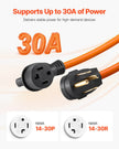 VEVOR 25 ft Dryer Extension Cord 4-Prong NEMA 14-30P to 14-30R Dryer Cord 30A