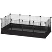 Small Animal Cage Waterproof Mat DIY Animal Playpen for Guinea Pigs Rabbits 12 Panels and Door Black