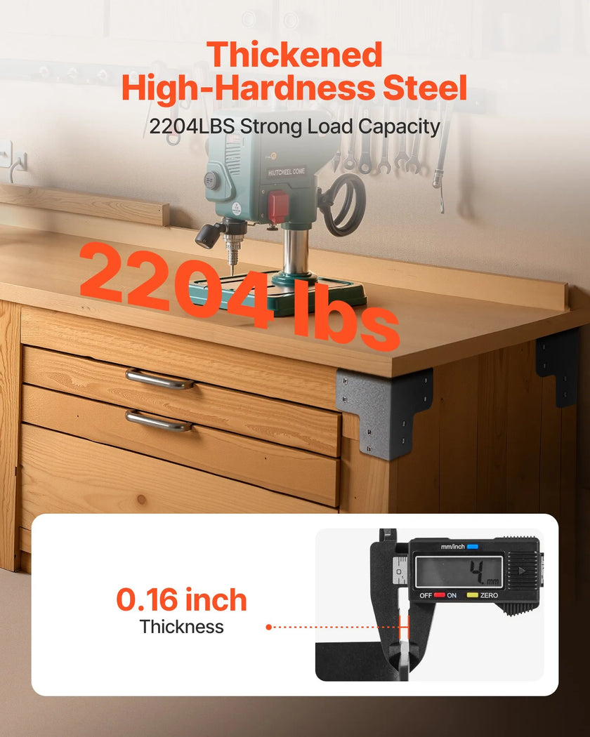 VEVOR 8pcs Workbench Corner Brackets Kit 6.5 x 6.5 x 6.5 in/165 x 165 x 165 mm
