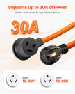 VEVOR 10 ft Dryer Extension Cord 3-Prong NEMA 10-30P to 10-30R Dryer Cord 30A
