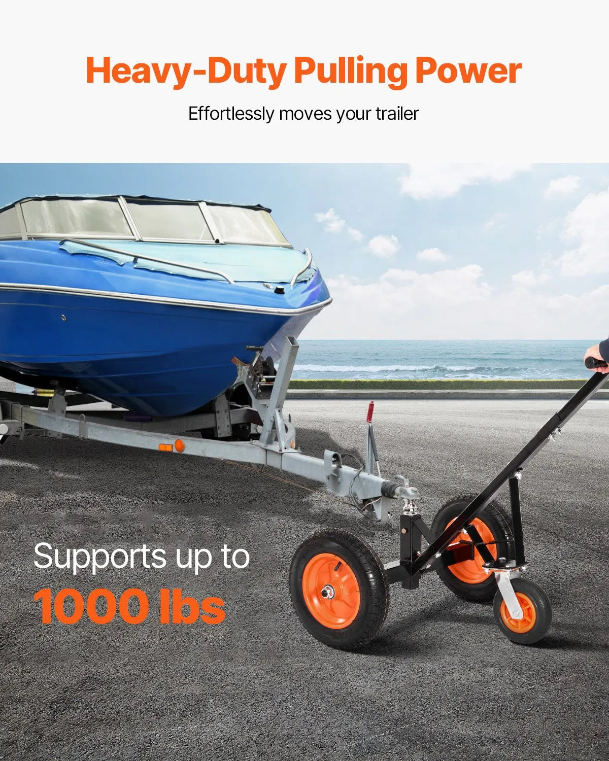 1000lbs Trailer Dolly 16.7 and 22 in Adjustable Height 2 in Ball 14 in Tires