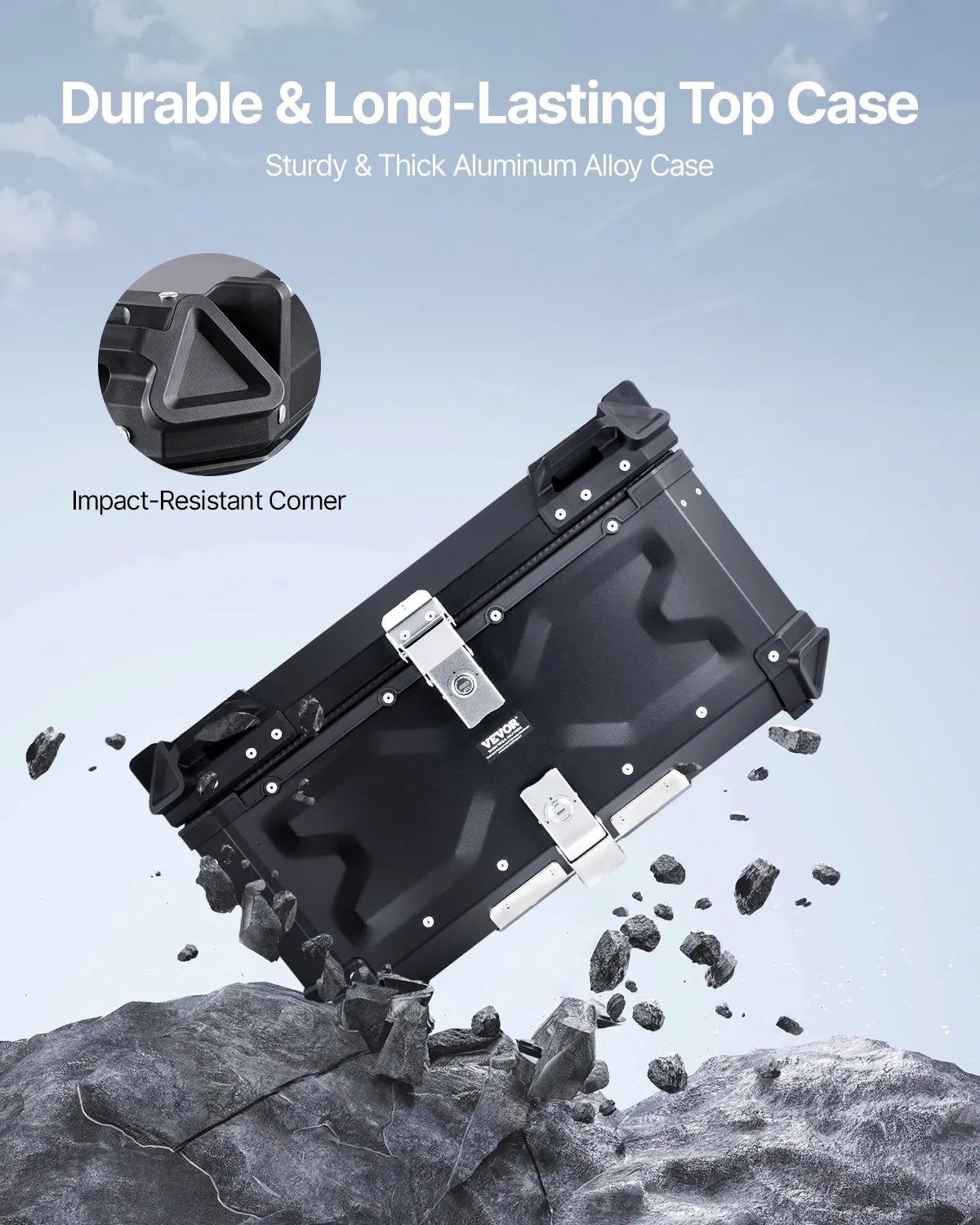 VEVOR 65L Motorcycle Top Case Universal Motorbike Tail Box with Leather Lining