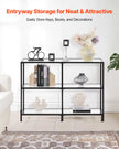 VEVOR 3-Tier Glass Console Table Rectangle Sofa Side Table with Anti-Tip Black