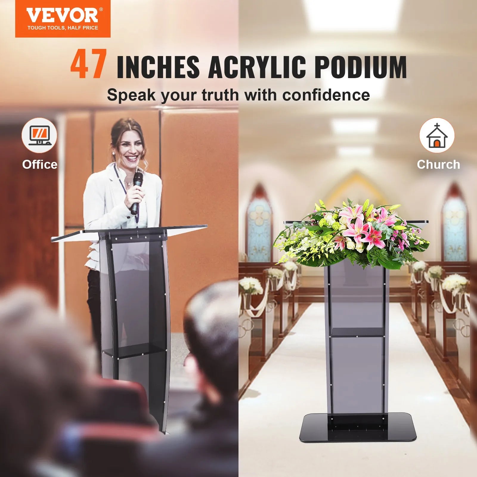 VEVOR Acrylic Podium, 47
