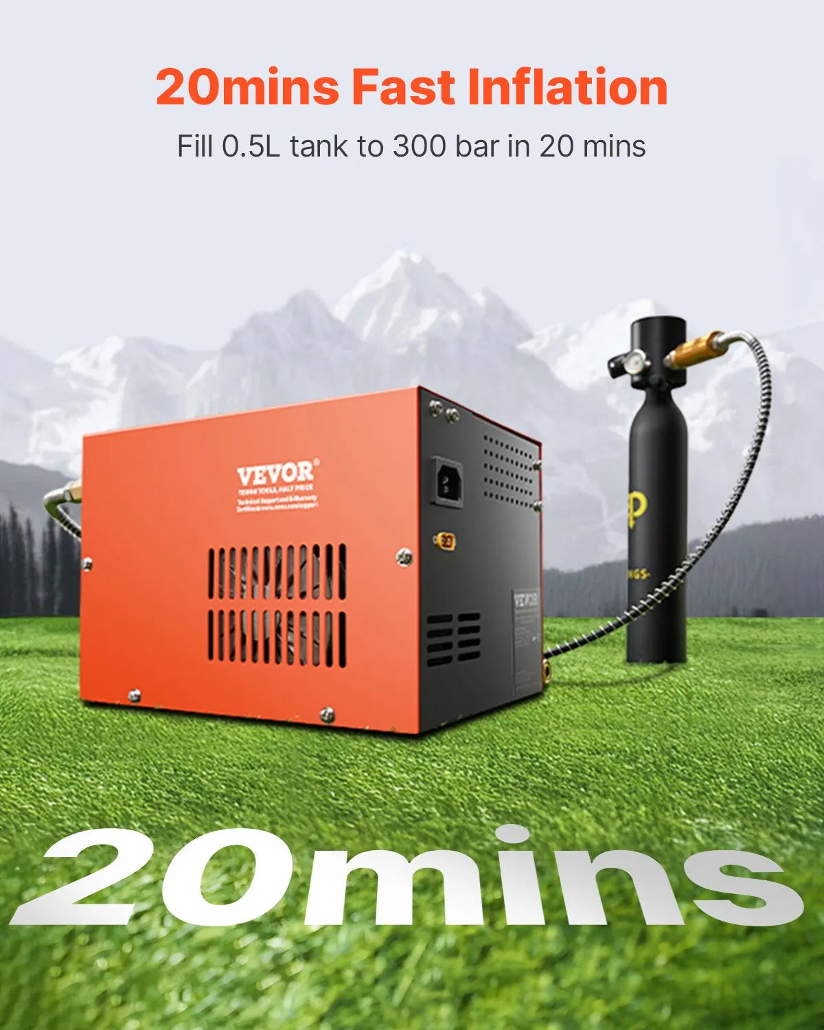 VEVOR PCP Air Compressor 4500PSI PCP Airgun Compressor with Built-in Converter