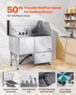 VEVOR 50 Inch Dog Grooming Bath Tub Stainless Steel w Ramp Faucet Left Door