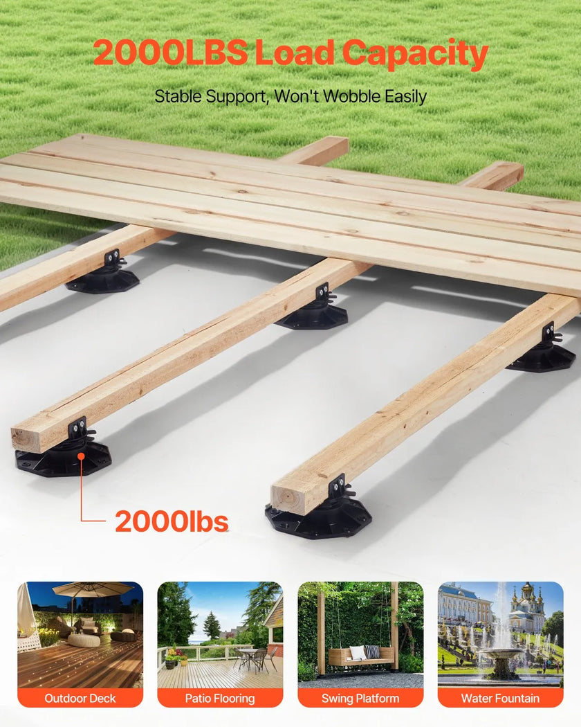 VEVOR 24 Pcs Adjustable Deck Support Pedestal Deck Foundation Base 1.18-2.36 in