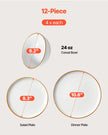 VEVOR 12 PCS Dinnerware Set Ceramic Plates and Bowls Sets Service for 4 White