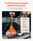 VEVOR 3.5 CFM HVAC Single Stage Rotary Vane Vacuum Pump and Manifold Gauge Kit