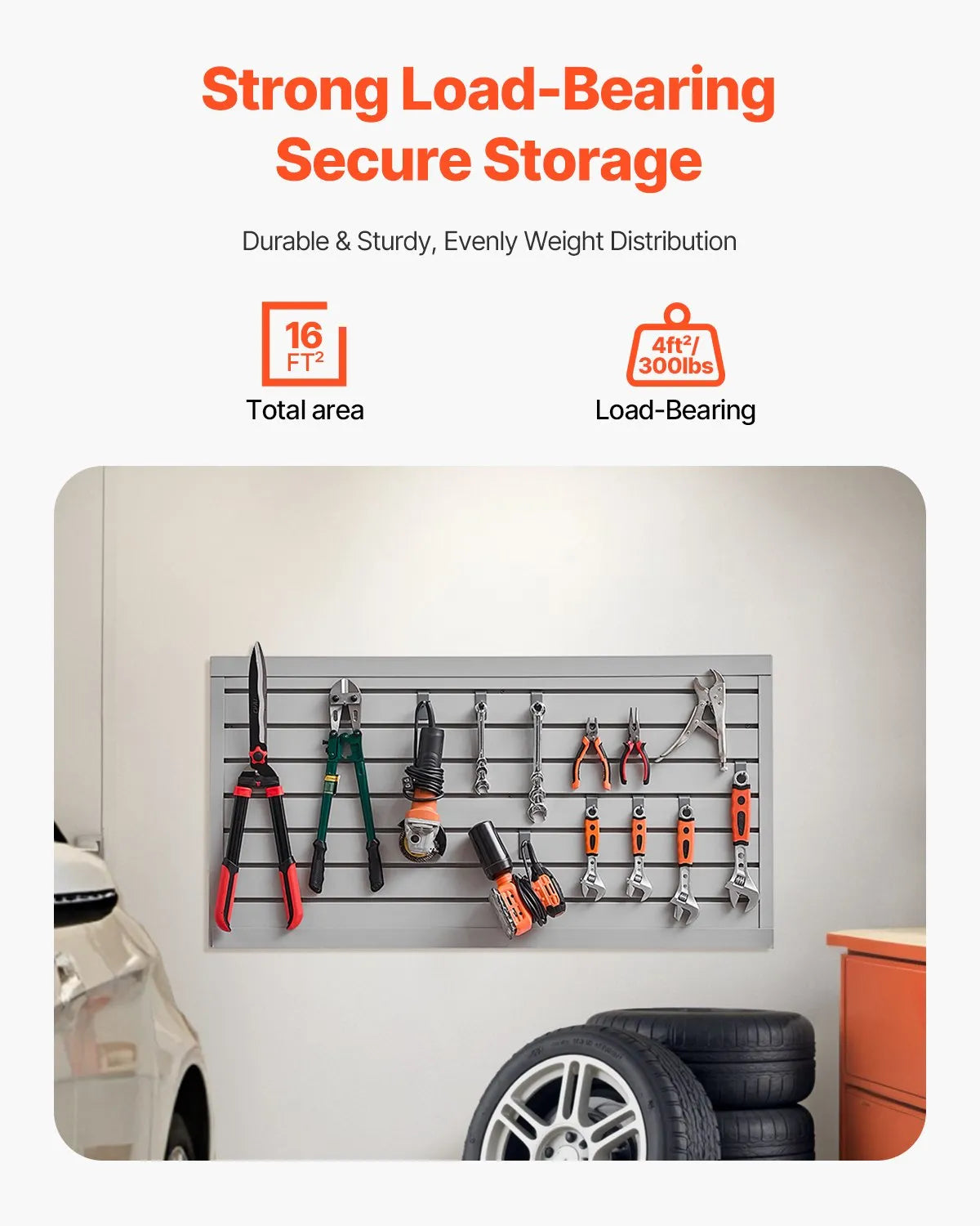VEVOR 2 x 4 ft Slat Wall Paneling PVC Grey Garage Slatwall with Modular Design
