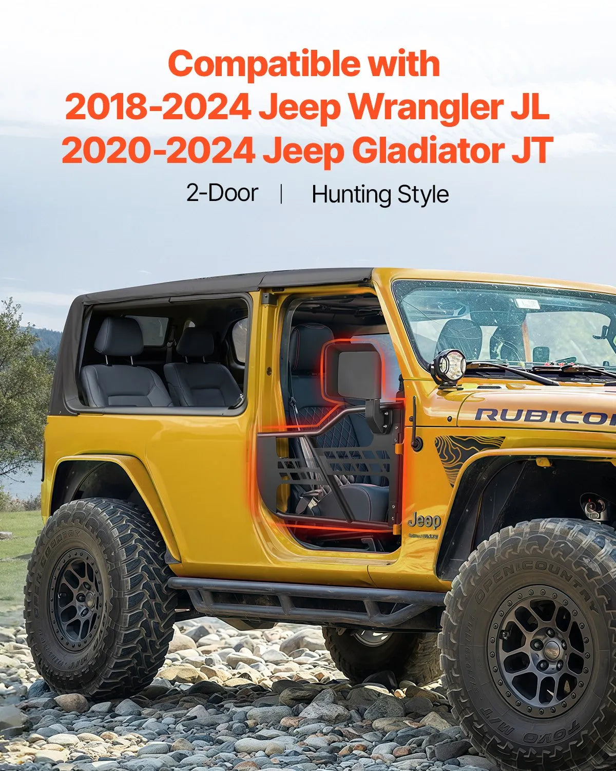 VEVOR 2-Door Jeep Tube Doors Jeep Tubular Door for 2018-2024 Jeep Wrangler JL