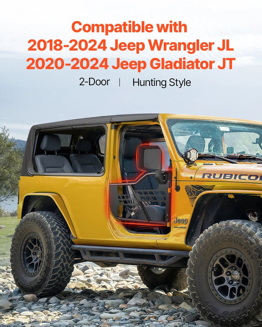 VEVOR 2-Door Jeep Tube Doors Jeep Tubular Door for 2018-2024 Jeep Wrangler JL