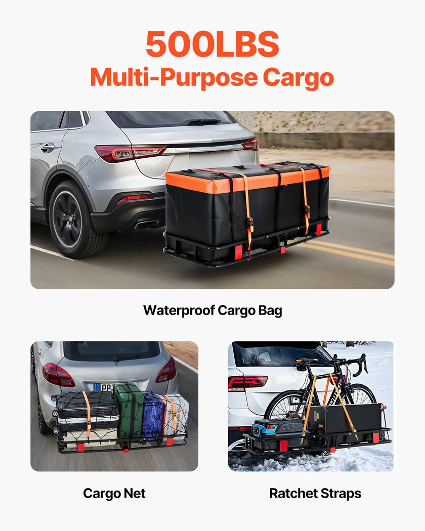 VEVOR 500 lbs Hitch Cargo Carrier Folding Hitch Cargo Carrier with Cargo Net