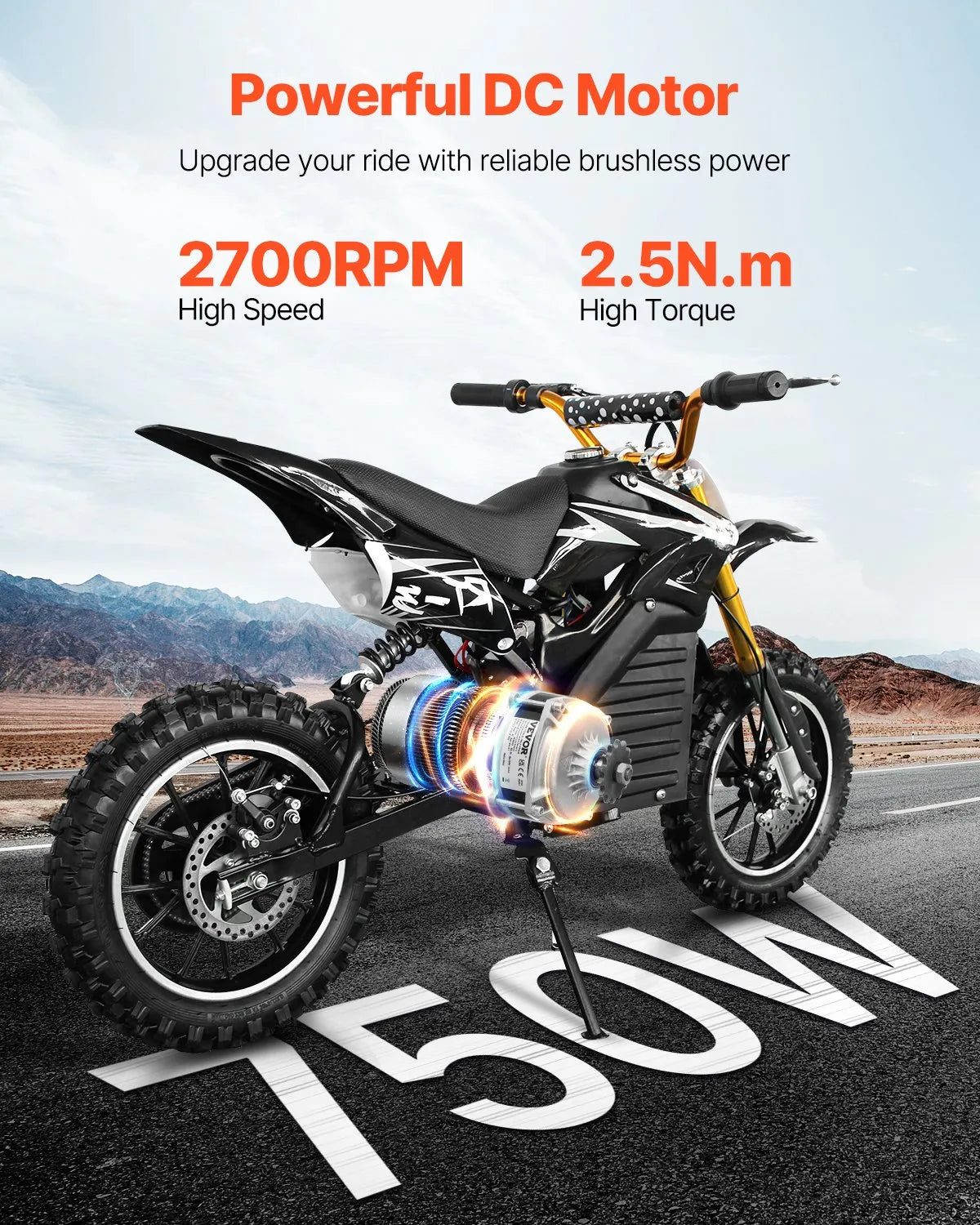 VEVOR 750W Electric Brushless DC Motor Kit 48V 2700rpm with Upgraded Controller