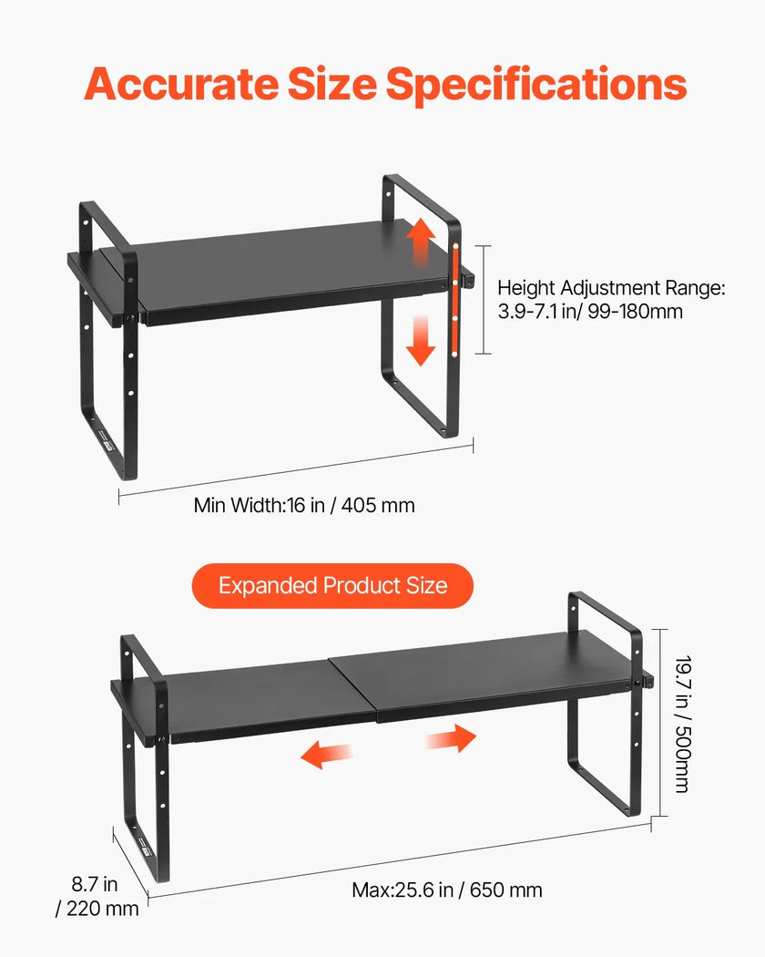 VEVOR 2 Tier Cabinet Organizer Shelf Counter Shelves Steel Storage Spice Rack
