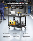 VEVOR 2-shelf Utility Cart 550 lbs 37 x 25.4-inch Service Cart with Wheels