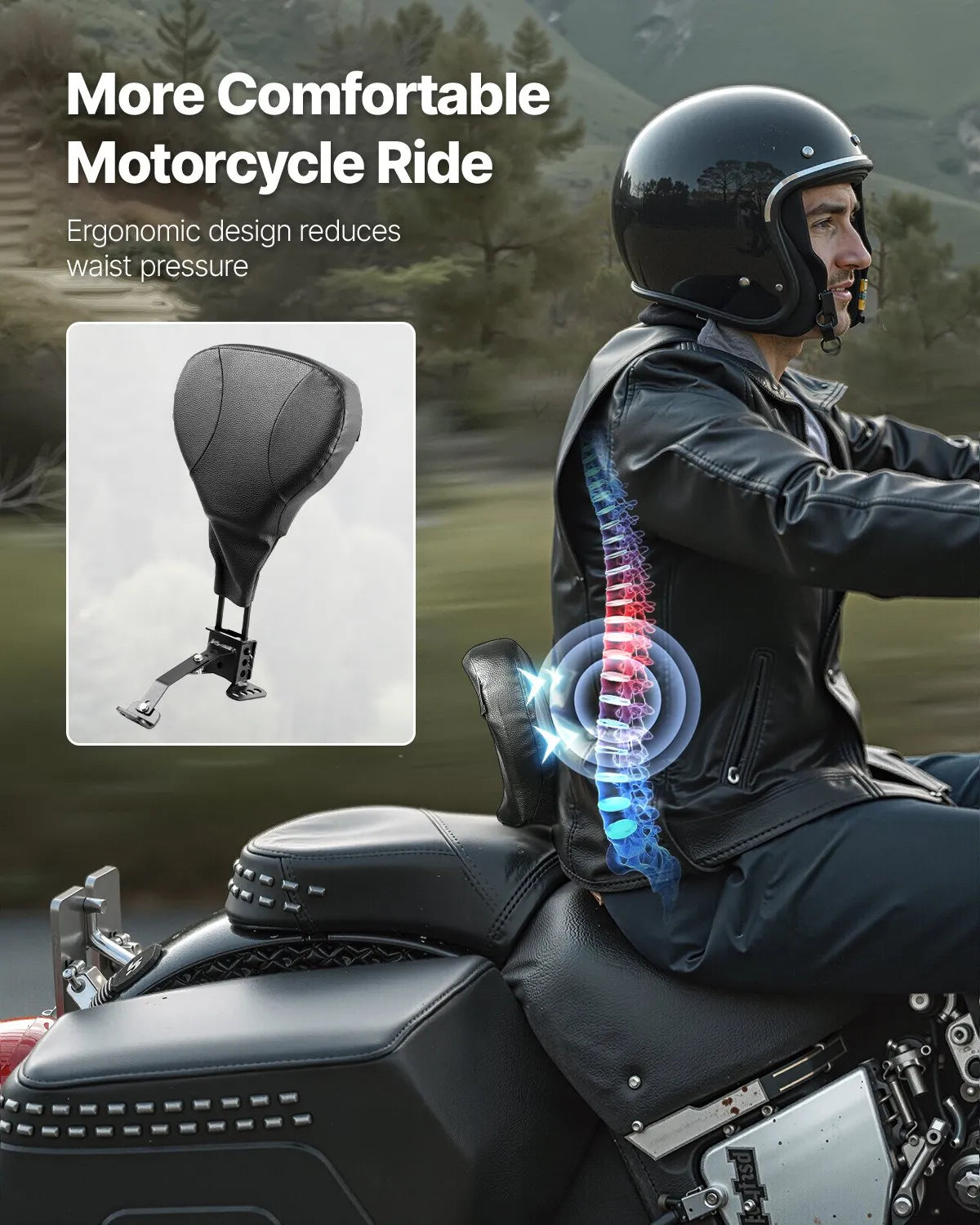 VEVOR Motorcycle Rider Backrest Sissy Bar for Harley Touring Models 2009-2024