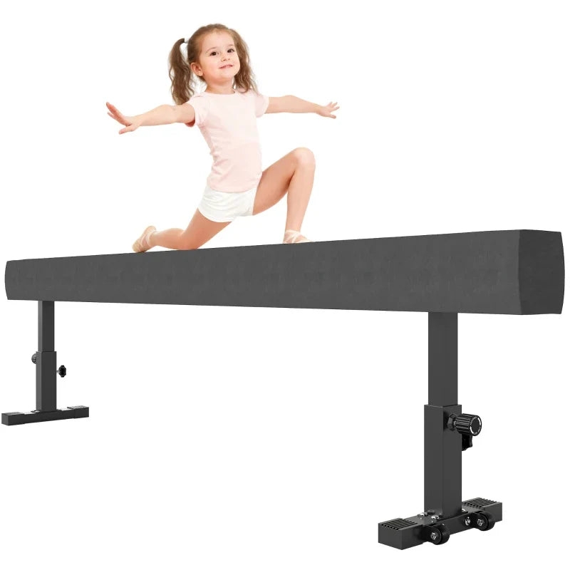 Soozier 7.5ft Adjustable Balance Beam, Gymnastics Beam with Wheels, Gymnastics Equipment for 6+ Years Old Training