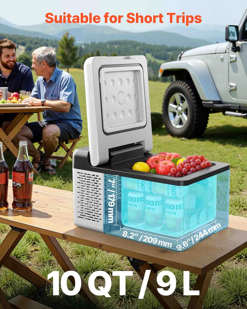 VEVOR 12 Volt Car Refrigerator Portable Freezer 10Qt Camping Compressor Cooler