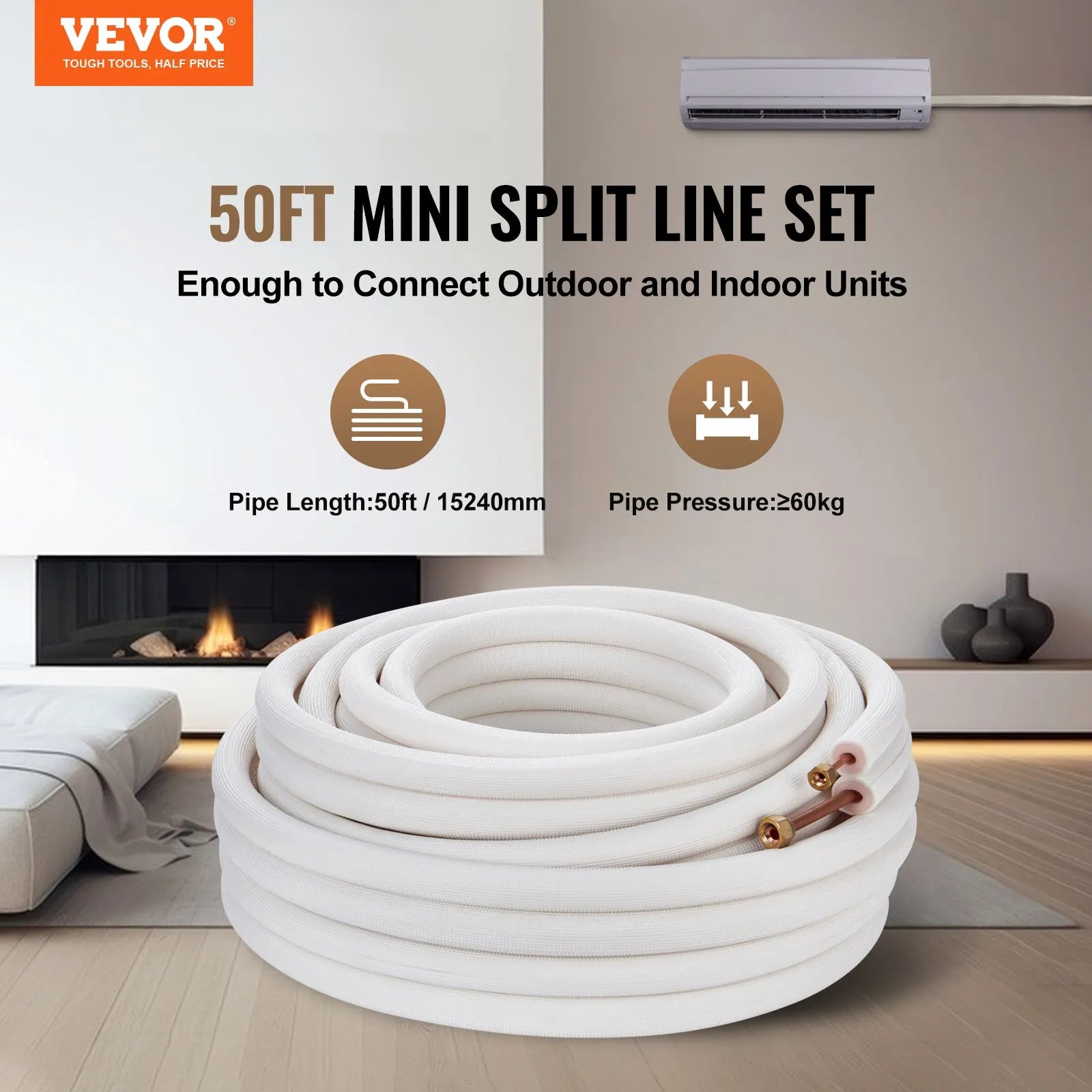 VEVOR 50FT Mini Split Line Set, 1/4