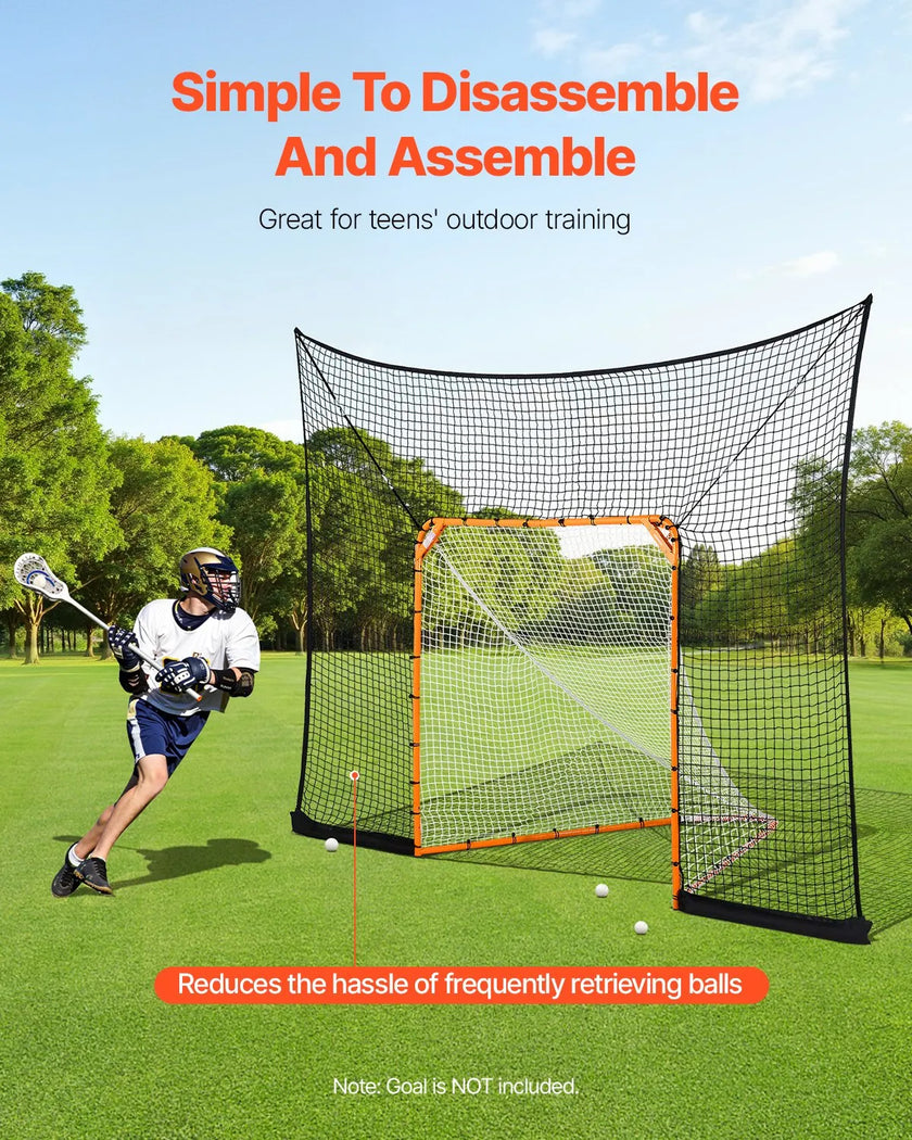 VEVOR 12x9 ft Hockey Lacrosse Goal Backstop with Extended Coverage Training Net