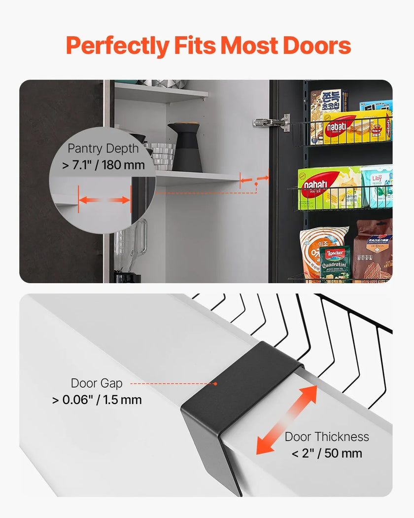 VEVOR 9-Tier Over the Door Pantry Organizer Hanging Storage Rack Adjustable