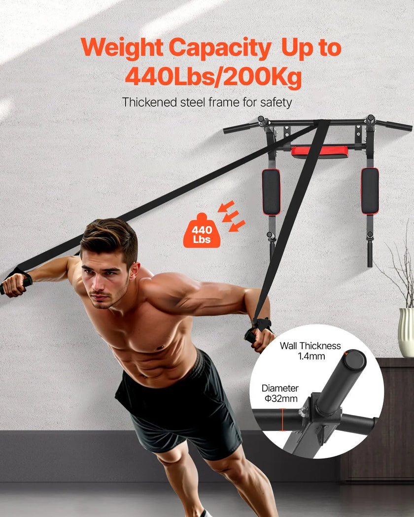 VEVOR Multifunctional Pull Up Bar Wall Mounted Chin Up Bar Dip Station Home Gym