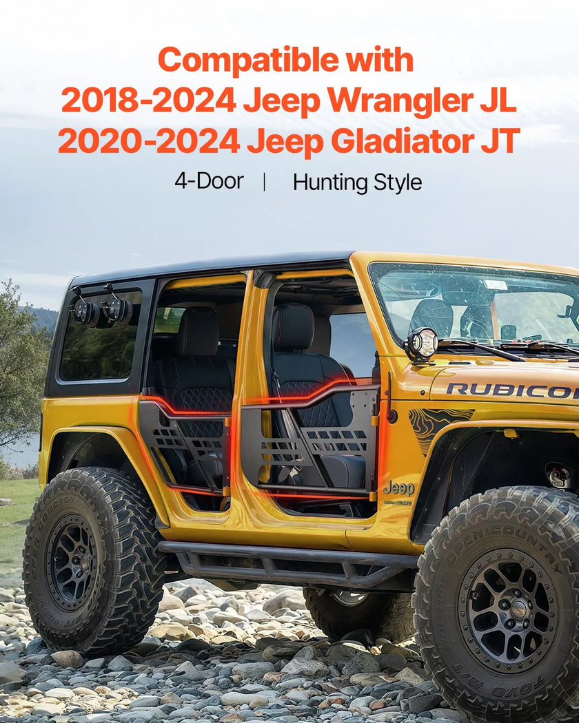 VEVOR 4-Door Jeep Tube Doors Jeep Tubular Door for 2018-2024 Jeep Wrangler JL