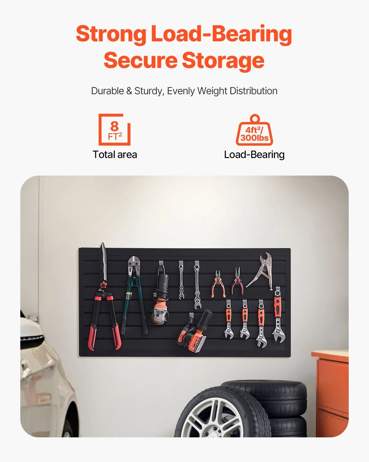 VEVOR 2 x 4 ft Slat Wall Paneling PVC Black Garage Slatwall with Modular Design