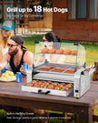 VEVOR 18 Hot Dog 7 Roller Electric Grill Cooker Machine Bun Warmer Cover 1200W