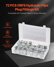 VEVOR 72 PCS ORFS O-Ring Plug and Cap Hydraulic Sealing Fittings Kit Sizes 4-16