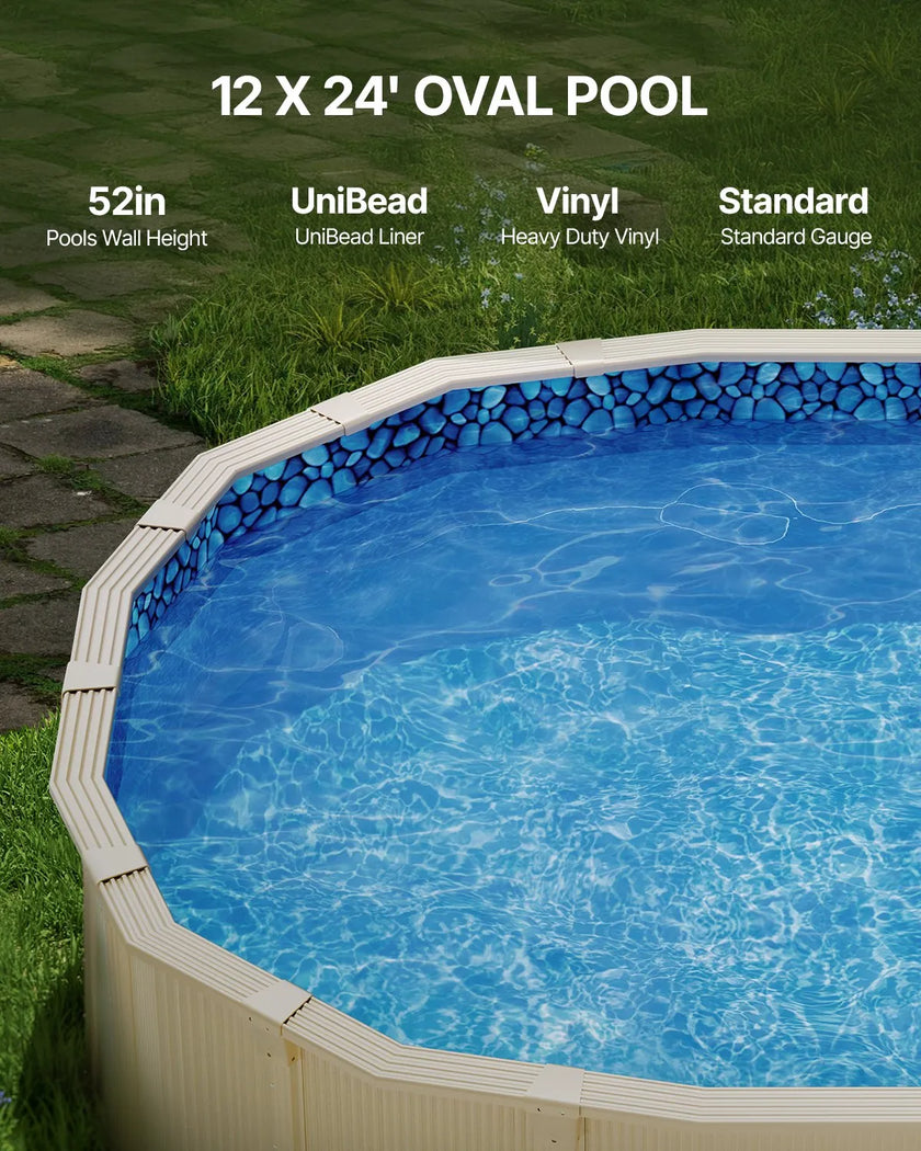 VEVOR Oval Pool Liner 12x24ft Unibead Style Pool Liner 52in Wall Height