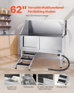 VEVOR 62 Inch Dog Grooming Bath Tub Stainless Steel w Stairs Water Filter Left