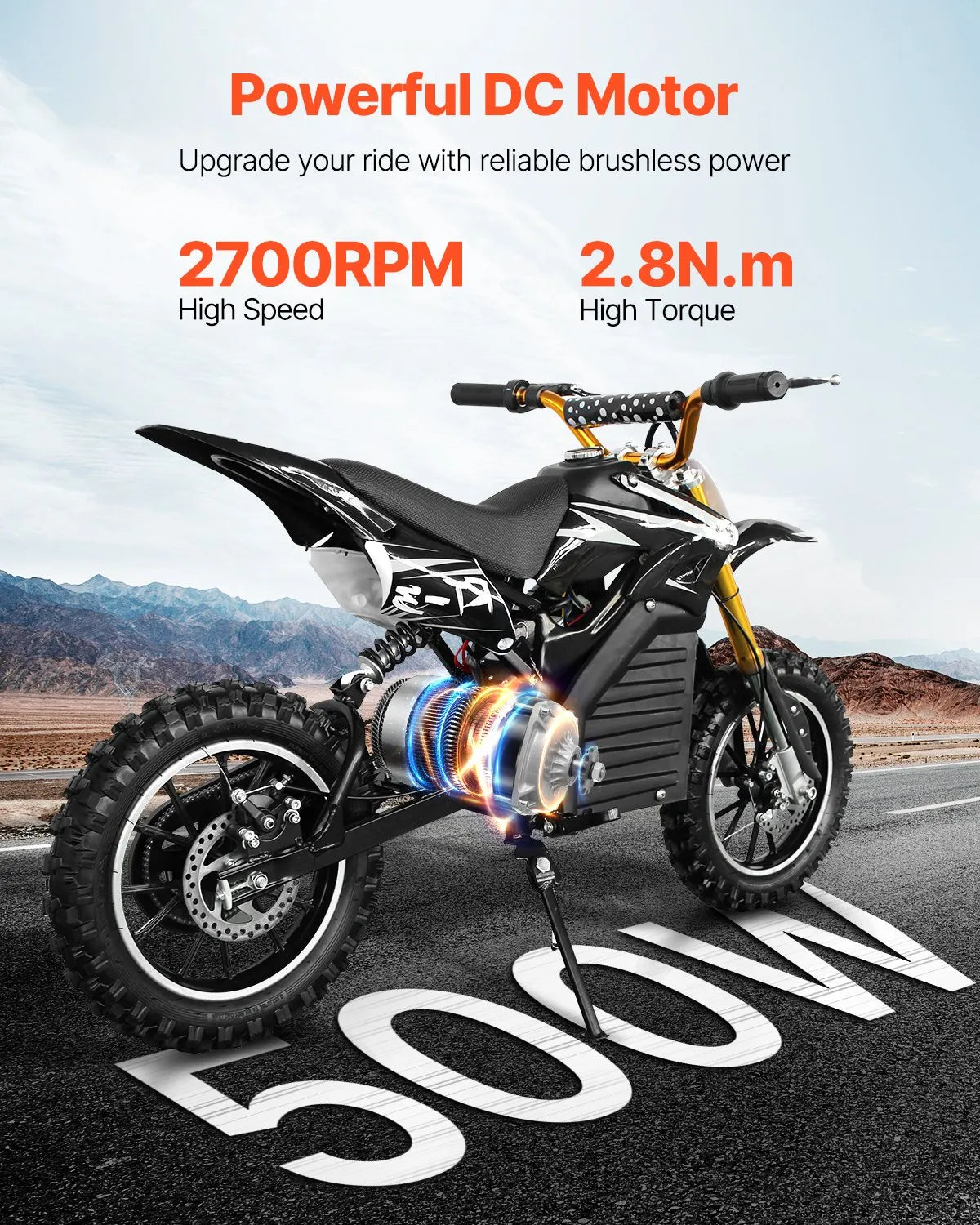 VEVOR 500W Electric Brushless DC Motor Kit 48V 2700rpm with Upgraded Controller
