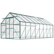 16' x 8' Aluminum Polycarbonate Greenhouse Walk-in Garden Greenhouse Kit with Adjustable Roof Vent, Rain Gutter and Sliding Door for Winter, Green