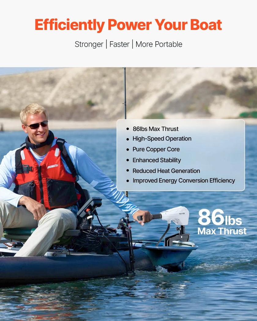 VEVOR 86lb 24V Thrust Electric Trolling Motor Saltwater Trolling Boat Engine