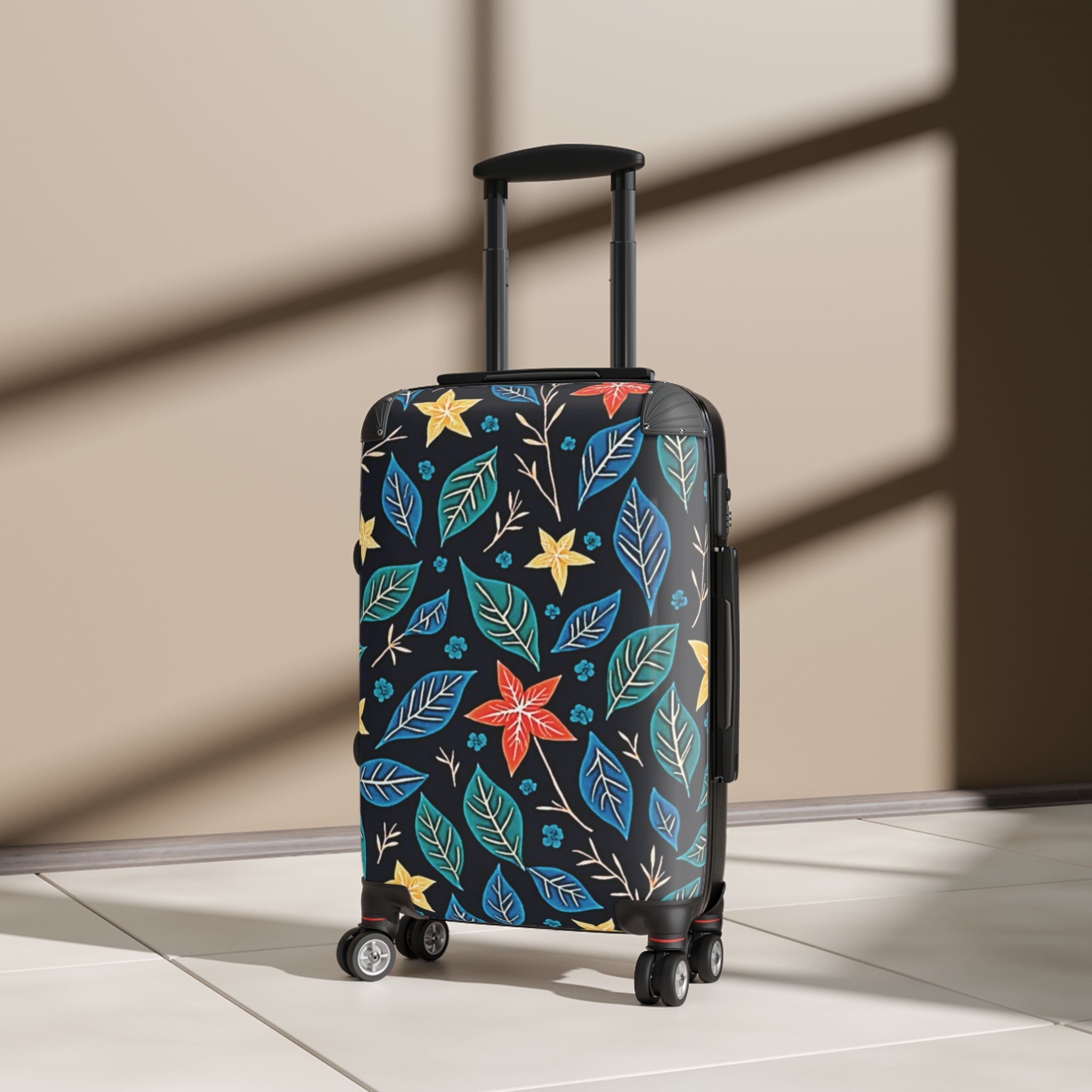 Floral Leaves Carry-On Suitcase – Colorful Tropical Travel Luggage